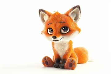 Fototapeta premium Adorable cartoon fox sitting with wide eyes