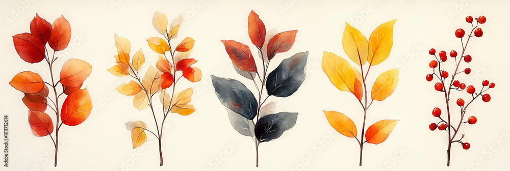 Canvas Prints Watercolor illustration of autumn leaves.