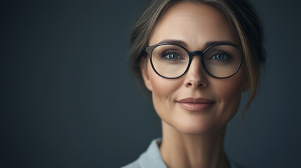 Fototapeta premium Profile Portrait of a Professional Woman Wearing Glasses 