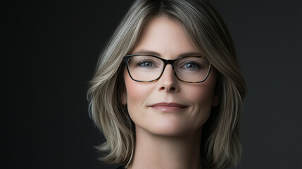 Fototapeta premium Focused and Elegant: Profile Portrait of a Businesswoman 