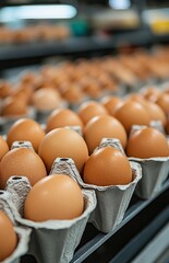 Fresh Eggs in Cartons at Local Market Display