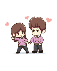 Illustration Vector Graphic Of Couple Chibi Go on a first date