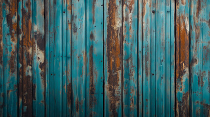 Rustic Teal and Brown Metal Wall with Rusted Texture
