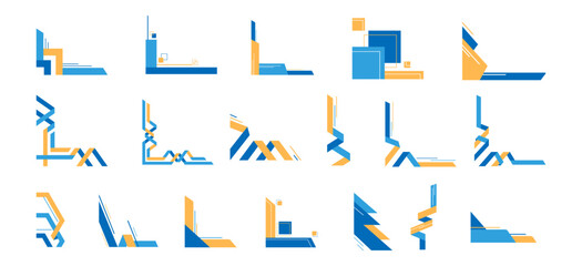 Modern Abstract Shape Border and Corner Frame Vector Set Collection. Decorative Elements Corners, Borders, and Frames. Elegant Design for Banners, Certificates, Invitations, and Covers Design