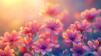 Fototapeta premium spring summer background with bright beautiful flowers