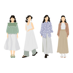 casual fashion asian women vector
