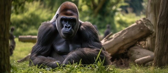 Powerful Gorilla Resting in Green Foliage