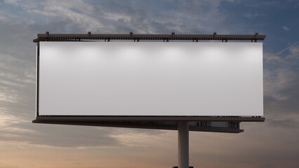 Mockup of a outdoor billboard against the evening sky