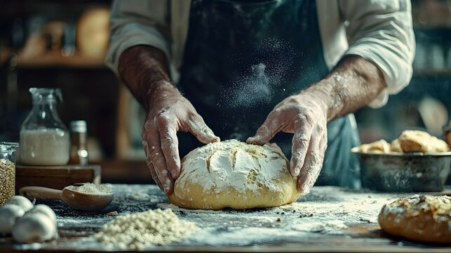 Man Baking Bread for Stress Relief and Coping Mechanism