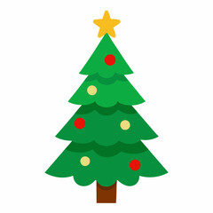 christmas tree isolated color vector illustration with white background