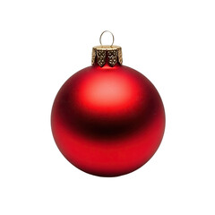 Red Christmas ball with golden top, isolated on transparent cutout background