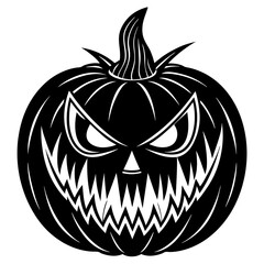 Halloween pumpkin isolated on white  silhouette vector illustration with white background