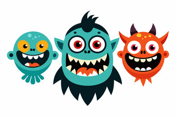 halloween monsters monster vector illustration with white background