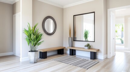 Fototapeta premium Modern Entryway with Minimalist Design and Plants