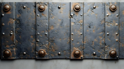 Fototapeta premium Rustic Metal Panel Background with Rivets