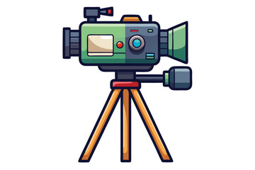 The video camera on a tripod vector illustration isolated on a white background