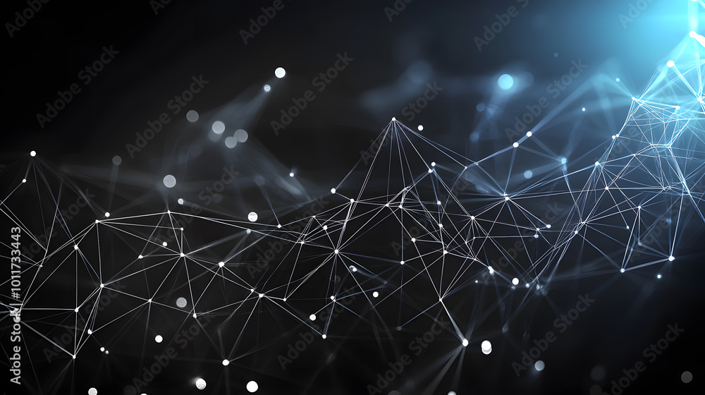 Poster abstract polygonal space low poly dark background with connecting dots and lines, abstract, polygona