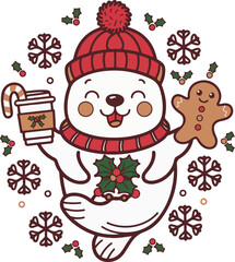 drawing of cute Christmas-themed design with a white background