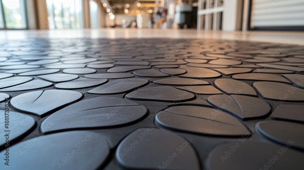 Poster close-up of unique leaf pattern floor design