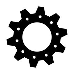 Gear wheel icon. Black cogwheel isolated on transparent background. Doodle style gear mechanism. New business idea, teamwork, progress, technology concept. Abstract graphic vector illustration.