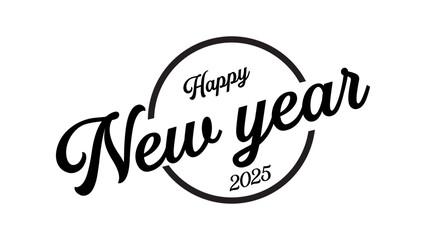 Happy New Year calligraphy text isolated on white background.