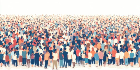 Fototapeta premium A large crowd of people on a white background with white space in the middle Generative AI