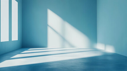 Abstract Blue Room Background with Windows and Sunlight