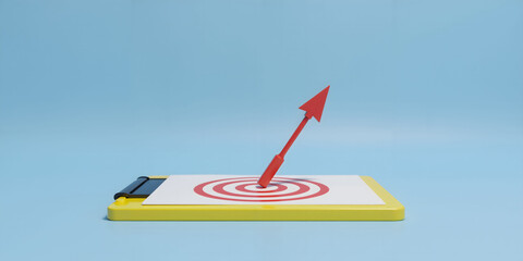 Target checklist with dart on clipboard for goal setting