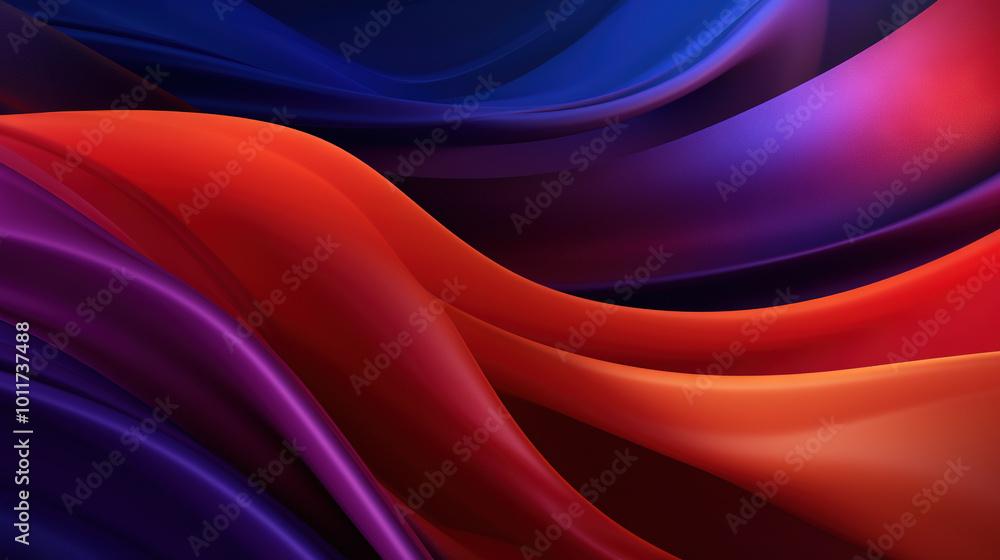 Poster vibrant abstract blue and purple waveform with fluid motion and colorful gradients