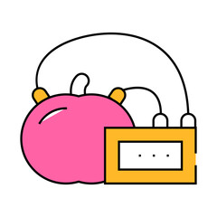 apple battery line icon vector. apple battery sign. isolated symbol illustration