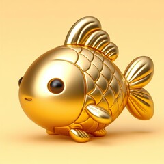 a beautiful gold shinny metallic chinese carp fish character.