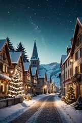 Fototapeta premium Snow christmas background Ultra realistic Photorealistic picturesque scenery
