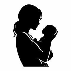 black Silhouette vector mother's day illustrations 