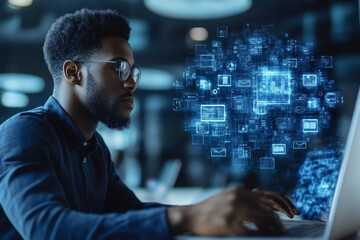 Secure Cloud Server Access: African-American IT Consultant Managing Online File, Generative AI