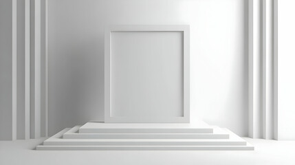 White Minimalist Product Display with Steps Illustration