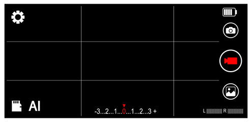 An illustration of a realistic cellphone camera indicator.mobile phone application with photo and video viewfinder and buttons.