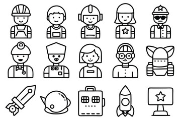 set of icons of people