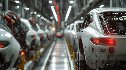Fototapeta premium Car Manufacturing Assembly Line 3D Illustration