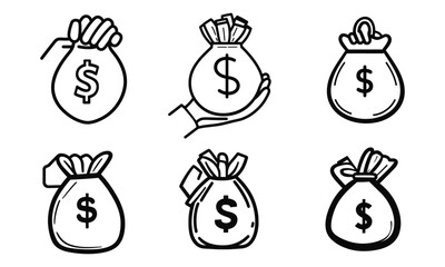 Money bag icon, moneybag black
