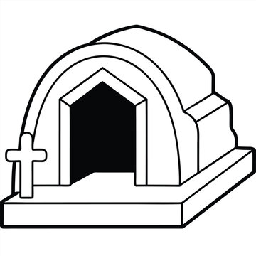 recommend clip art: Empty tomb vector line art
