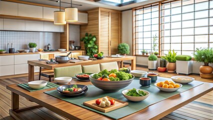 Japanese restaurant table with chopsticks dinning room