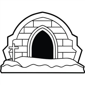 recommend clip art: Empty tomb vector line art
