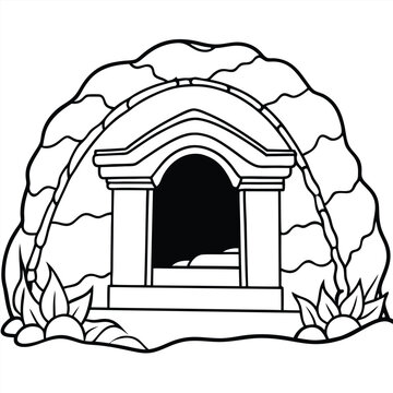 recommend clip art: Empty tomb vector line art