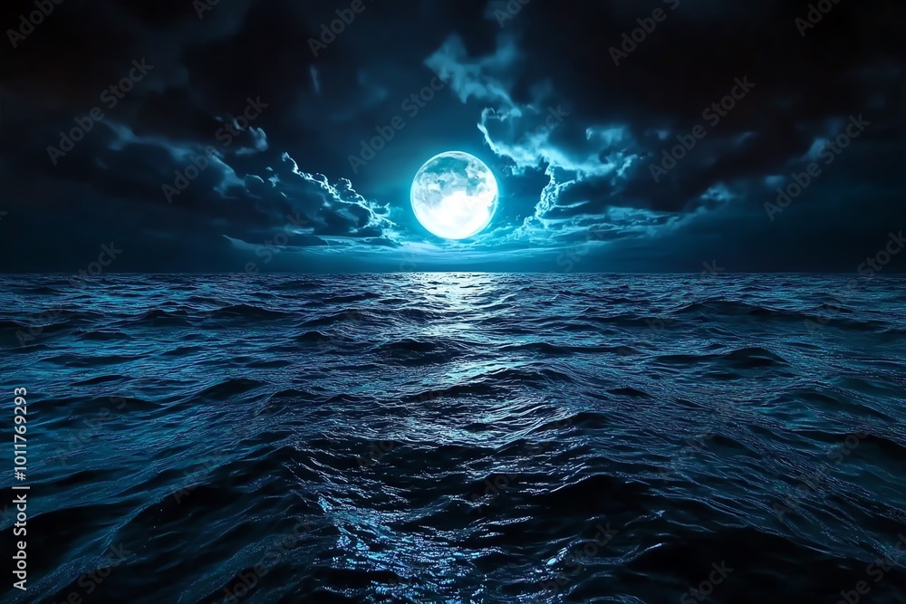 Poster a dark ocean with no horizon in sight, symbolizing the infinite void and uncertainty in a world devo