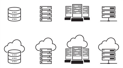 data and server line icon, cloud data line with white background icon vector illustration