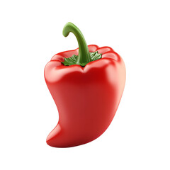 Fresh red pepper on transparent background