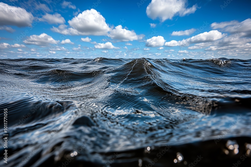 Aufkleber a dark ocean with no horizon in sight, symbolizing the infinite void and uncertainty in a world devo