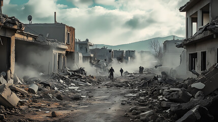 Villages devastated by war and people in despair