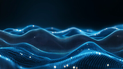 Abstract digital background with glowing particles and stars. Binary code. Futuristic for tech projects. High resolution.