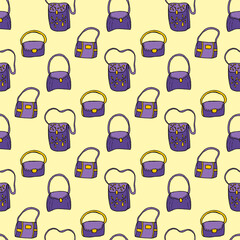Seamless pattern with creative bags on light yellow background.eps